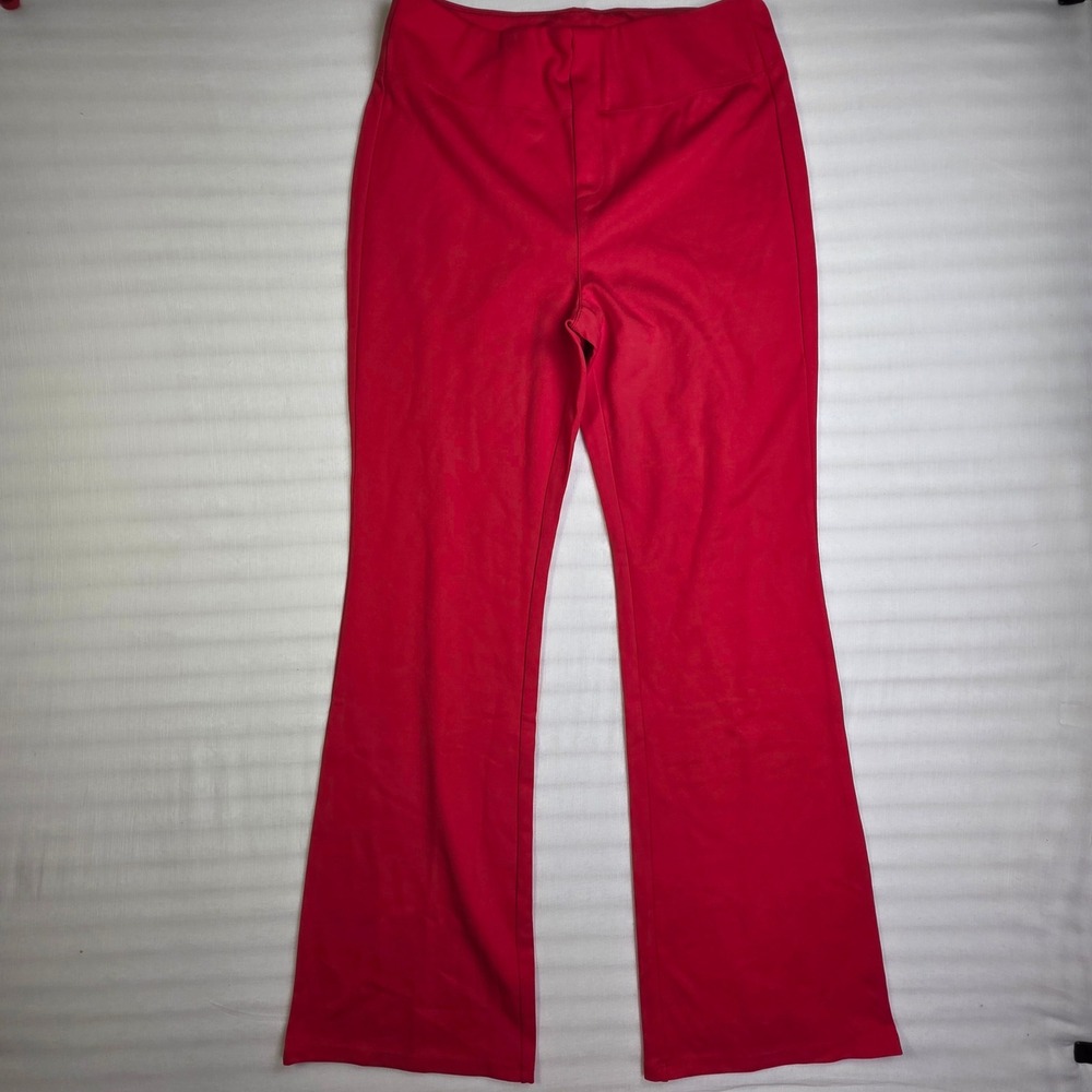 Halara Women Red High Waisted Flare Leg Pull On Pants Size Medium Regular